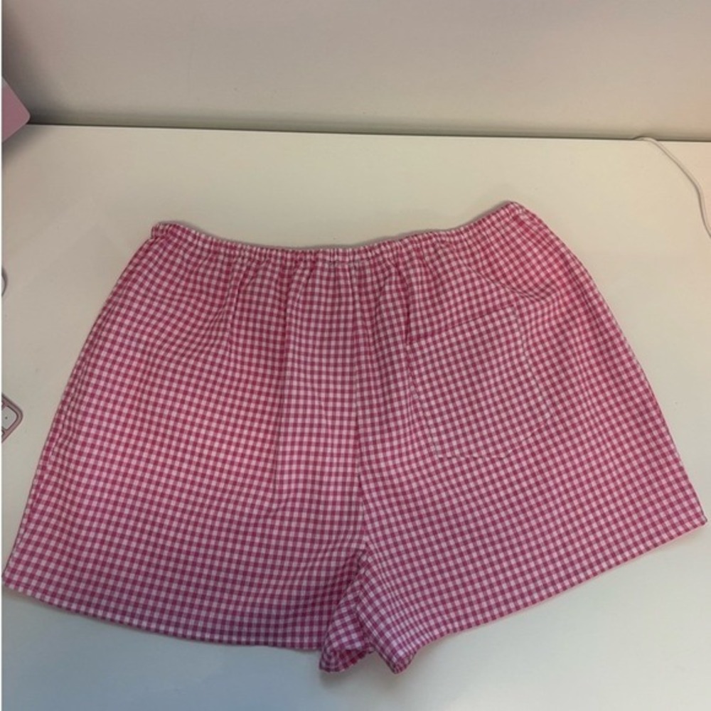 WAYF Pink Gingham Women's Shorts stretchy waist Sz XS NEW NWT pocket Nordstrom - Picture 4 of 9